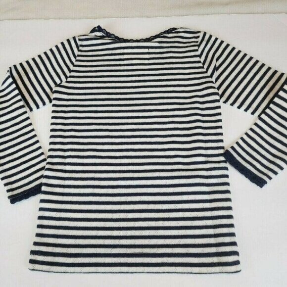 Mini Boden size 5-6 girls super soft pointelle shirt Navy and White Stripes - Picture 9 of 9